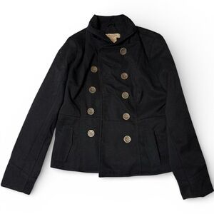 Paris Blues Wool Blend Black Double-Breasted Pea Coat